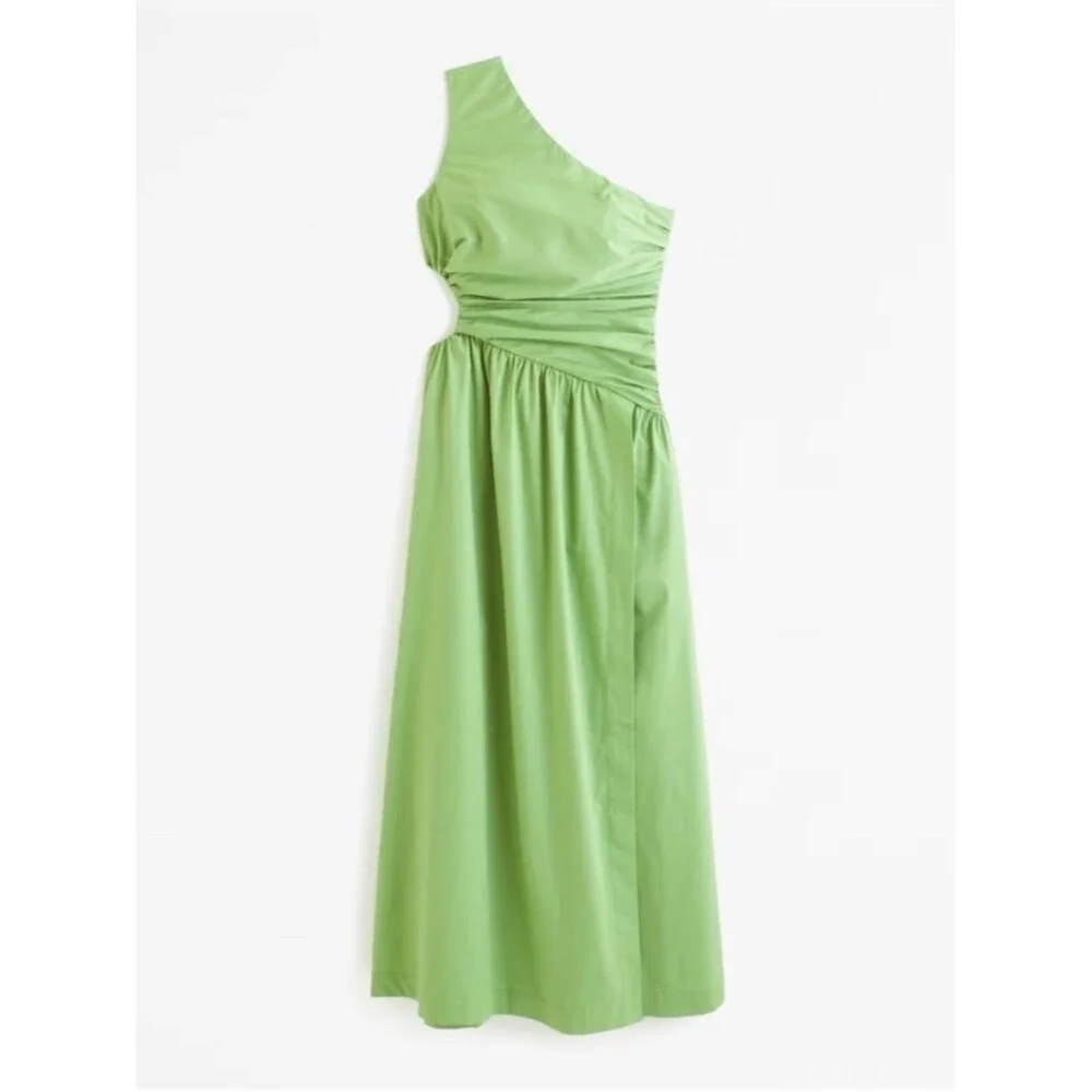 Abercrombie & Fitch NWOT Asymmetric One-Shoulder Green Maxi Pocket Dress